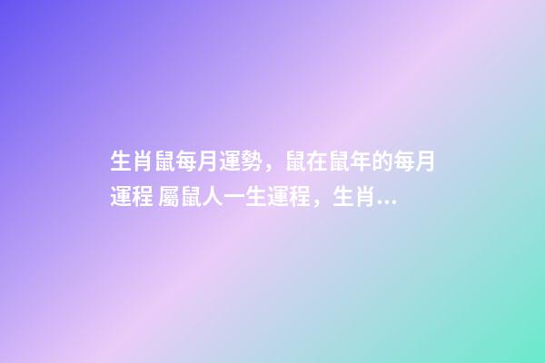 生肖鼠每月運勢，鼠在鼠年的每月運程 屬鼠人一生運程，生肖鼠一生運勢-第1張-觀點-玄機派